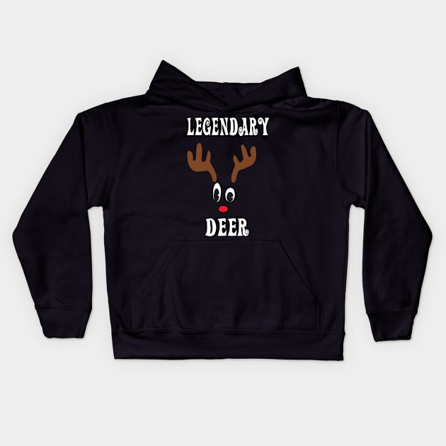 Legendary Reindeer Deer Red nosed Christmas Deer Hunting Hobbies Interests Kids Hoodie by familycuteycom